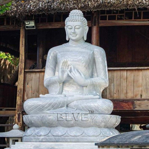 Sculpture de Bouddha en marbre grandeur nature pour jardin extérieur, sculpture religieuse bouddhiste en <span class=keywords><strong>pierre</strong></span>, BLVE - Product Image 1
