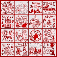 16 pochoirs de Noël réutilisables pour la peinture, modèles Joyeux Noël, Père Noël, Bonhomme de neige pour enseignes en bois, décorations murales et artisanat de Noël