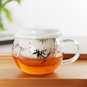 Glass Teacup With Lid 301-400ml Ceramic <b>Infuser</b> For Office Use - Product Image 1