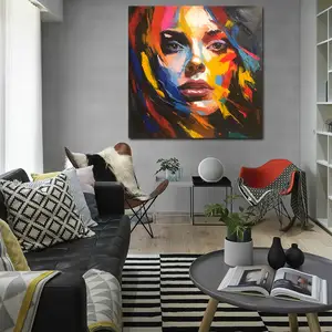 Original Art Hot Sales Abstract Custom Size Oil Painting Of Woman Figure Portrait On Canvas Home Goods Wall Decor