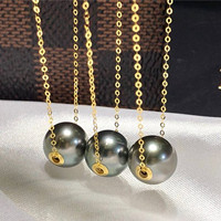 Collier pendentif en argent sterling S925 plaqué or 18 carats avec perle naturelle d'eau douce 9-10 mm 4A+ gris platine passe-partout pour la fabrication de bijoux