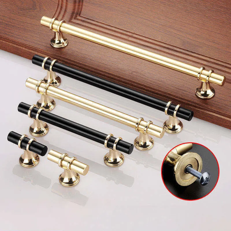 HJY Design Cabinet Wardrobe Gold Black Combination Single Hole Knob European Furniture Door Handle