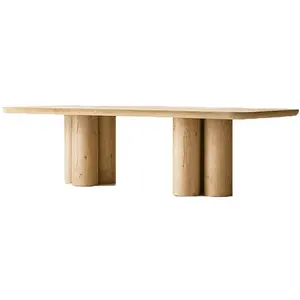 Juego de mesa de comedor de madera maciza para hotel, 8 sillas, mobiliario personalizado