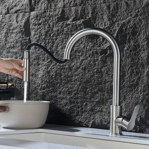 Jboyurn Kitchen Faucet 304 Stainless Steel Pull Out <b>Spray</b> Single Handle Deck <b>Mounted</b> Modern Style - Product Image 2