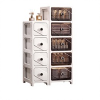 Meuble de rangement empilable en plastique à 4 ou 5 niveaux, opaque et translucide, pour maquillage, coiffeuse, soins de la peau, armoire de salle de bain