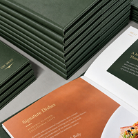 Menu de restaurant personnalisé en cuir PU, estampage à chaud doré, catalogue de menus rigide rembourré pour bistro, cuisine et haute cuisine