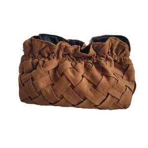 Sac cosmétique personnalisé en velours à nœud cerise Trousse de maquillage à carreaux de grande capacité avec fermeture éclair Organisateur de voyage à la mode - Product Image 4