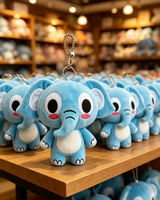 Porte-clés en peluche personnalisé, éléphant mignon de dessin animé, animal en peluche pour cadeaux promotionnels, fabrication OEM ODM, conception personnalisée de porte-clés en peluche