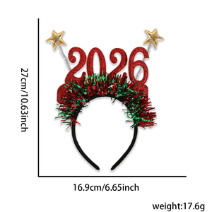 Năm mới bên headbands 2026 long lanh Sao tóc Hoop lễ hội thoải mái mũ nón cho lễ kỷ niệm màu đỏ và màu xanh lá cây - Product Image 6