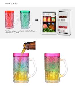 Plastic Beer Cup With Handle Internet Celebrity 16oz BPA FREE Plastic <b>Double</b> <b>Wall</b> Gel Freezer <b>Mugs</b> Gel Frosty Freezer Beer <b>Mug</b> - Product Image 6