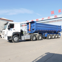 Haute qualité 4 essieux arrière benne Semi remorque 60-80 tonnes 40 mètres cubes Cargo camion à benne basculante remorque à vendre
