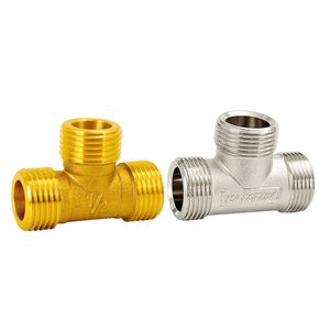 Tuyau de chauffe-eau domestique en cuivre massif épaissi, raccord en T à 4 points et 6 points, filetage mâle, diamètre égal, connexion directe - Product Image 1