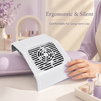 Collecteur de poussière pour ongles haute puissance 80W, quatre ventilateurs intégrés, forte aspiration, large repose-poignet, logo personnalisé pour importateur