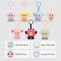 Porte-clés en peluche Mouton Bébé MM, Boîte Mystère, Breloque Agneau Kawaii avec Visage en PVC, 7 Styles avec Cadeau Surprise Caché