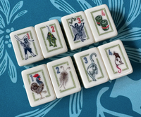 Set Permainan Mahjong Oriental Crane Dragon Vintage, Ubin Mahjong Akrilik Amerika, Tersedia, Sedang Diskon