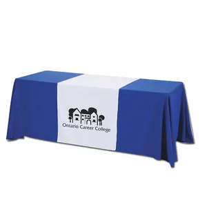 Table Cloth 4ft/6ft/8ft Polyester Printed Custom Table Cloth Cover Logo For Wedding Party Event