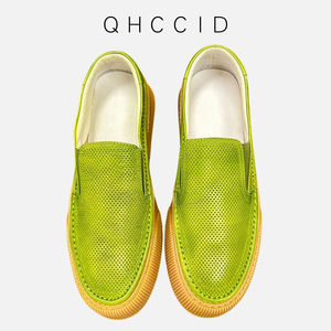 Mocassins Homme Verts Respirants à Talon Moyen Chaussures Décontractées Tendance Été Design Évidé - Product Image 3