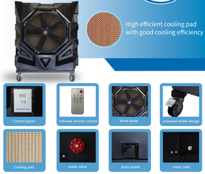 Refroidisseur d'air <span class=keywords><strong>mobile</strong></span> d'extérieur JHCOOL, refroidisseur de désert avec un fort débit d'air de 30 000 cmh, grand réservoir d'eau de 200 litres pour les fêtes et les restaurants - Product Image 4