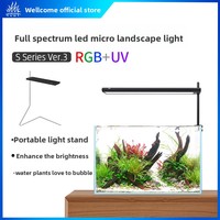 Lampu LED Akuarium WeekAqua Seri S ADA Same Solo Micro Landscape Water Grass Fish Tank RGB+UV Kontrol Aplikasi Penjepit Aluminium Alloy