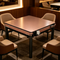 Table de Mahjong Moderne Entièrement Automatique à Faible Bruit avec Quatre Ports de Sortie, Double Usage (Jeu et Repas) pour Fêtes à Domicile