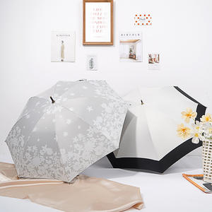 ร่มด้ามไม้ไผ่ทรีซาน สีกรมท่า ลายจุดสีขาว เปิดแบบแมนนวล ป้องกันแดดฝน สำหรับผู้หญิง ใช้สำหรับการเดินทาง - Product Image 3