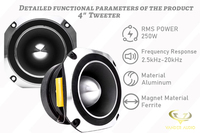 Vander Audio 4 Inch 600 Watt 1.75" High Temperature KVC High Compression Titanium Bullet Super Tweeter untuk Speaker Mobil Audio