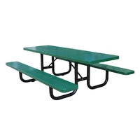 Mobilier d'extérieur 6 pieds 8 pieds Table de pique-nique commerciale en acier perforé Table de pique-nique d'extérieur Restaurant Jardin Patio Table à manger en métal avec banc