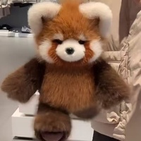 Peluche Panda Rouge Personnalisée OEM, Douce et Moelleuse, Jouet en Peluche Animal Réaliste, Décoration Maison, Cadeau d'Anniversaire Enfant