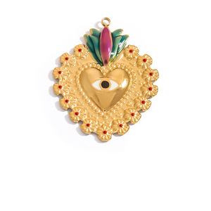 Fornituras de joyería de acero inoxidable, formas mixtas, colgante DIY para hacer collares, chapado en oro de 18K, sol, flamenco, corazón, margarita - Product Image 3