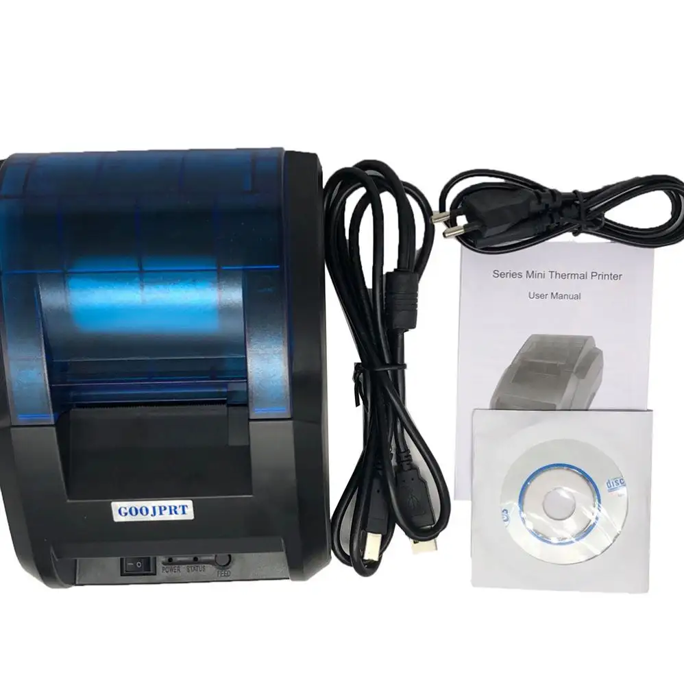 Impresora térmica de recibos de 2 pulgadas, dispositivo de impresión de escritorio de 58mm, color azul, JP-58H, barato, superventas