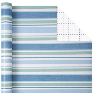Fresh Blue Sage Green Stripe Decorative Wrapping Paper Roll For Men Boys Holiday Graduation <b>Gift</b> Packing Supply - Product Image 5