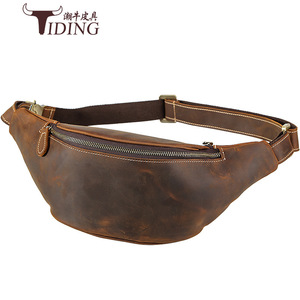 Tiding Men's Genuine Leather Waist <b>Bag</b> Vintage Style Outdoor Casual Crossbody <b>Bag</b> 3021 - Product Image 2