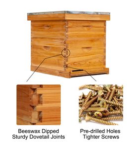 Colmena Langstroth de 8 cuadros de madera de abeto duradera de 2 capas con revestimiento de cera - Product Image 3