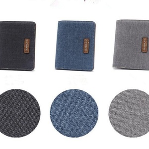 Boshiho New Linen Fabric Mens Front Pocket RFID Slim <b>Wallet</b> RFID Hemp Leather Card <b>Holder</b> - Product Image 6