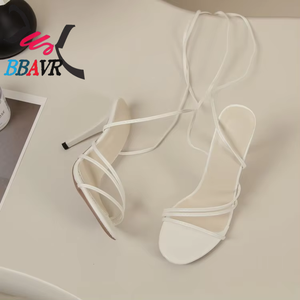 2025 Summer Collection Plus <b>Size</b> Women's Outdoor High <b>Heels</b> Square Toe Sexy Slip-On Cross Strap Stiletto <b>Heel</b> Sandals - Product Image 4