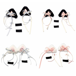Abnehmbare Klettverschluss-Plüsch-Katzenohren Helmdekoration Süßes Schleifendesign Kinderhelm-Ornament in Mehreren Farben Erhältlich - Product Image 4