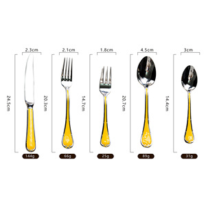 Juego de Cubiertos SHINY-JH de Acero Inoxidable Esmaltado 304, Cuchillo, Tenedor y Cuchara, Juego de Cinco Piezas Estilo Occidental para Hotel, Juego para Bistec - Product Image 5