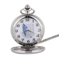 Vente chaude montre de poche avec Fob collier chaîne Vintage Anime creux pendentif montre cadeaux horloge avec attaque sur les ailes de Titan
