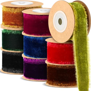 Ruban en velours rouge de qualité supérieure de 50 mm, couleur personnalisée, pour Noël, vente en gros, et ruban en velours de soie effiloché de 38 mm à bords bruts - Product Image 1