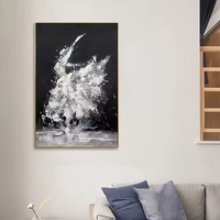 Peint à la main moderne feuille d'or noir et blanc abstrait main peinture à l'huile maison mur Art déco Art