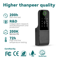 Serrure intelligente à empreintes digitales avec carte mémoire WiFi Tuya Cloud, étanche, télécommande 4 AA, clé mécanique, porte en aluminium/acier