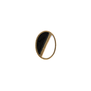Bague tendance en acier inoxydable 316L plaqué or PVD, durable et résistante, design ovale noir et blanc - Product Image 2