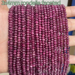Perles de rubis naturelles taillées à facettes en vrac <span class=keywords><strong>pour</strong></span> la fabrication de <span class=keywords><strong>bijoux</strong></span> DIY 2mm 3mm 4mm 6mm - Product Image 4