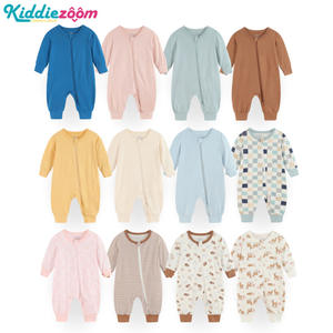 <span class=keywords><strong>Mono</strong></span> de fibra de bambú para recién nacido para primavera otoño traje de gateo sin costuras de manga larga con doble cremallera de punto sólido transfronterizo - Product Image 2