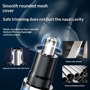 Tondeuse à cheveux du nez, des oreilles et des sourcils rechargeable par USB, affichage LED, lame à double tranchant, tondeuse électrique pour femmes et hommes - Product Image 4
