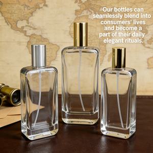 Perfume <span class=keywords><strong>de</strong></span> Vidrio Transparente con Bomba <span class=keywords><strong>de</strong></span> Pulverización, Diseño Moderno y Lujoso, Estampado Dorado, Serigrafiado, 30ml 50ml 100ml, Superventas - Product Image 2