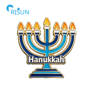 Magnete da Frigorifero Personalizzato con Stella di David, Menorah per <span class=keywords><strong>Buon</strong></span> Hanukkah, Spilla da Bavero, Distintivo, Spilla Smaltata Personalizzata per Hanukkah - Product Image 4