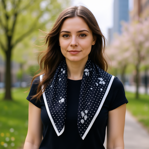 Sciarpa triangolare Ziyou 135x60 cm con pois per donna, per tutte le stagioni, in poliestere e cotone - Product Image 2