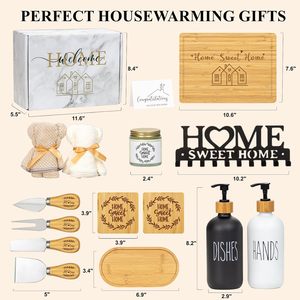 Cestas de Regalo Personalizadas con Logotipo para Parejas, Set de Regalo para <span class=keywords><strong>Casa</strong></span> Nueva, Incluye Tabla de Cortar de Bambú, Regalo de Lujo para Compradores de Casas Nuevas - Product Image 2