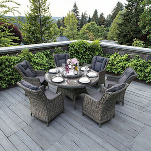 Moderno all'aperto 6 persone giardino rotondo Set da pranzo in Rattan balcone mobili in Rattan <span class=keywords><strong>Lazy</strong></span> <span class=keywords><strong>Susan</strong></span> - Product Image 4